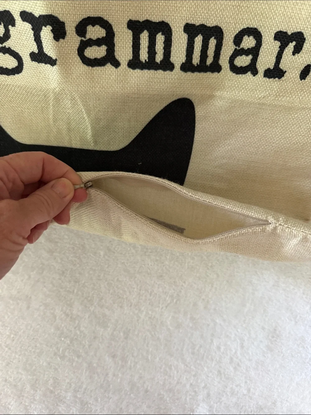 ‼️3/$10‼️ Grammar Cat Decorative Pillow Cover in Cream and Black